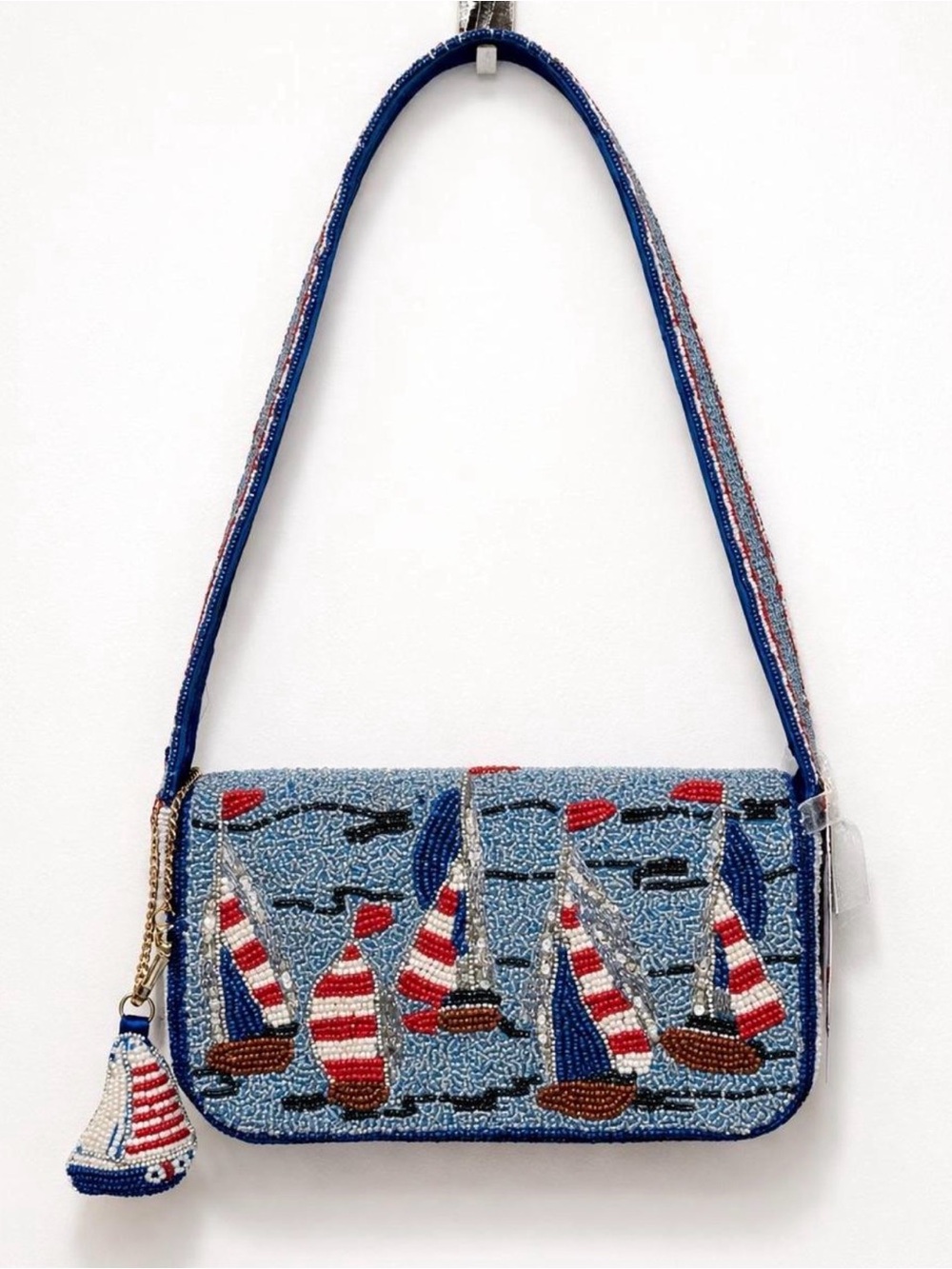 Beaded Sailboat Shoulder Bag